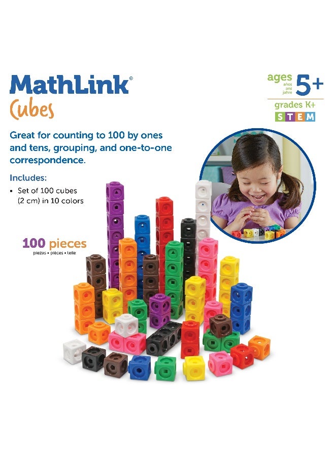 Learning Resources Mathlink Cubes, Set Of 100, Ages 5+, Hands-On Stem Math Learning For Counting, Sorting & Patterns - Image 5