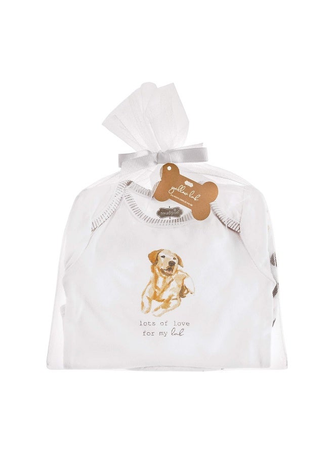 Mud Pie Yellow Lab Dog Print Baby Crawler & Bib Set , 2 Piece Set - Image 2