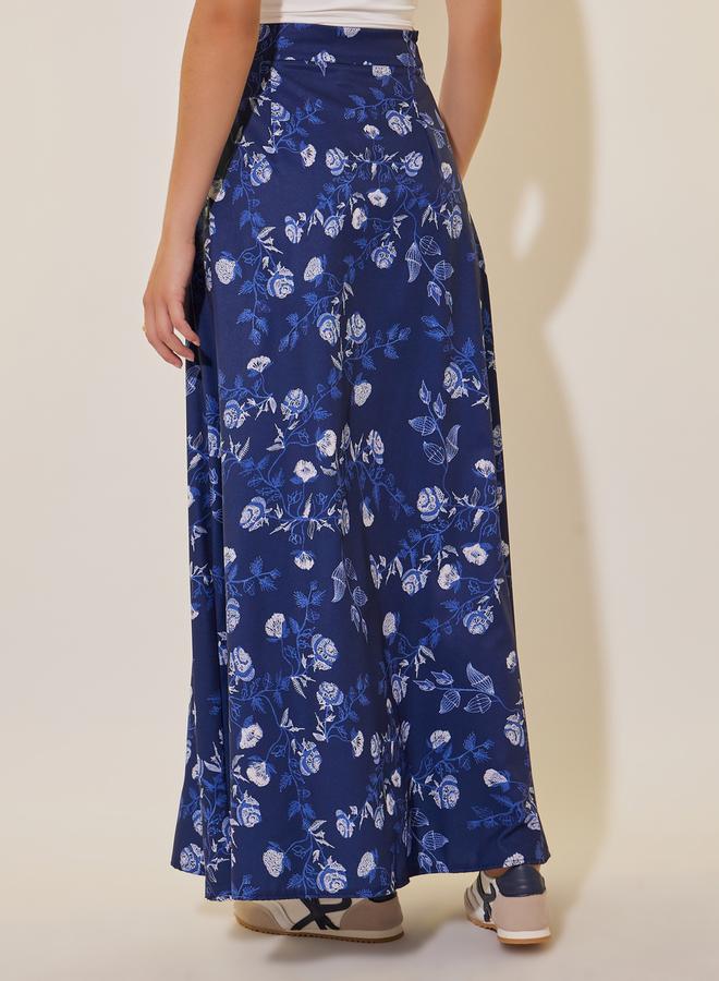 Styli Floral Printed Maxi and Solid Sleeveless A-Line Skirt - Image 4