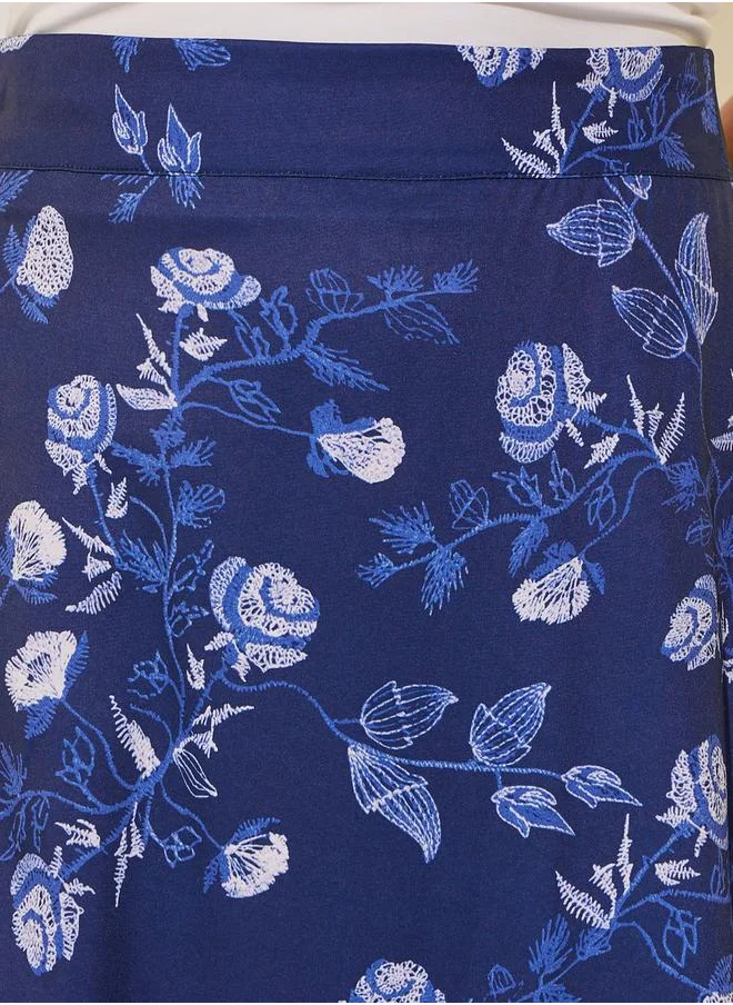 Styli Floral Printed Maxi and Solid Sleeveless A-Line Skirt