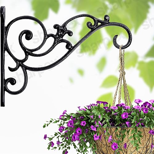 Sharpex Wall Mounted Metal Bracket | Decorative Wall Hook Plant Hanger for Hanging Pots, Bird Feeders, Flower Baskets, Planters, Lanterns, Lamps, and Wind Chimes for Indoor/Outdoor Use (Black, 1 Pc) - Image 1