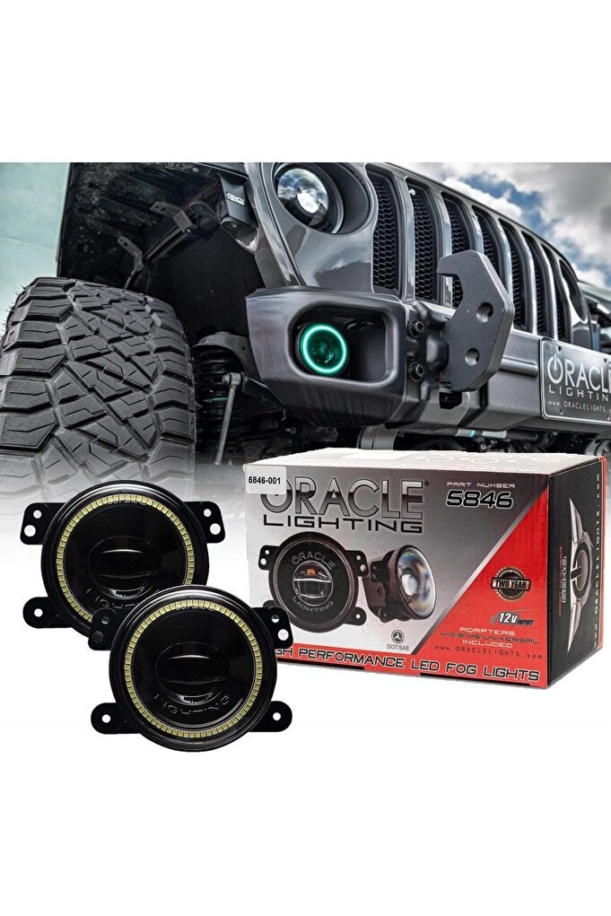 ريحني جيب رانجلر JL & Gladiator JT 18-24 مصابيح ضباب LED مع Halo، Sahara، ColorSHIFT، بدون وحدة تحكم - Image 2