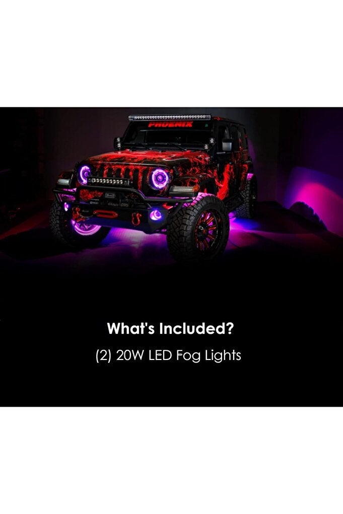 ريحني جيب رانجلر JL & Gladiator JT 18-24 مصابيح ضباب LED مع Halo، Sahara، ColorSHIFT، بدون وحدة تحكم - Image 3