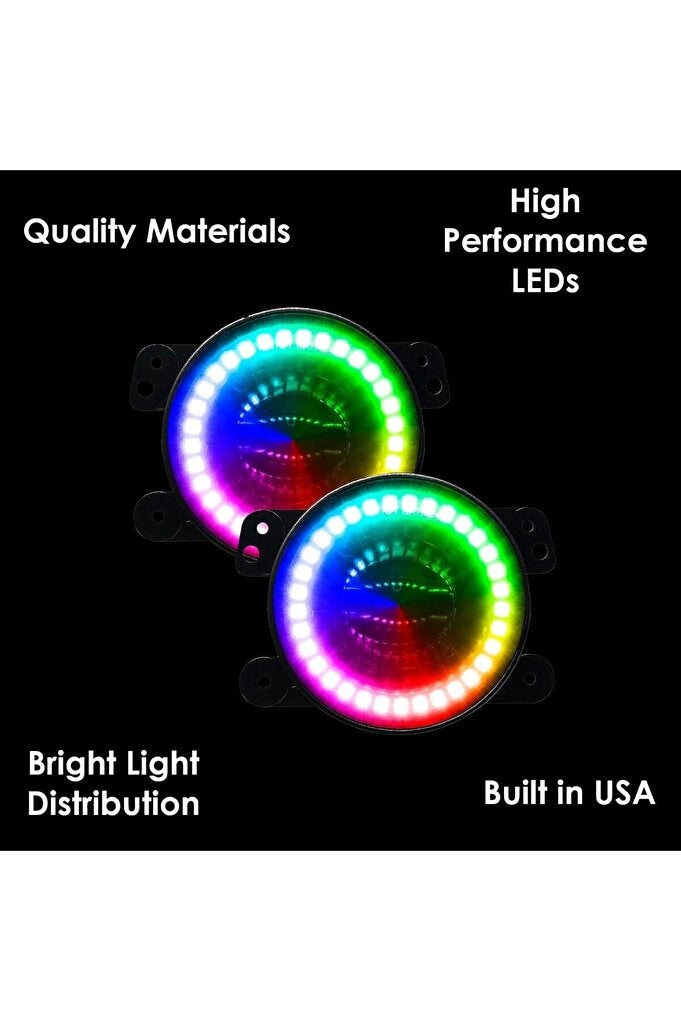 ريحني جيب رانجلر JL & Gladiator JT 18-24 مصابيح ضباب LED مع Halo، Sahara، ColorSHIFT، بدون وحدة تحكم - Image 4