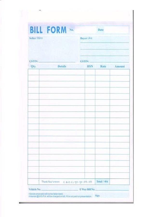 FIRST CLICK Bill Book Delta Pre Printed Bill GST Invoice Format Without Carbon Inside Size 22 x 14 cm (100 Printed Format + 100 Plain Sheet) 1 Booklets 100 Sheet in Pad. - Image 2