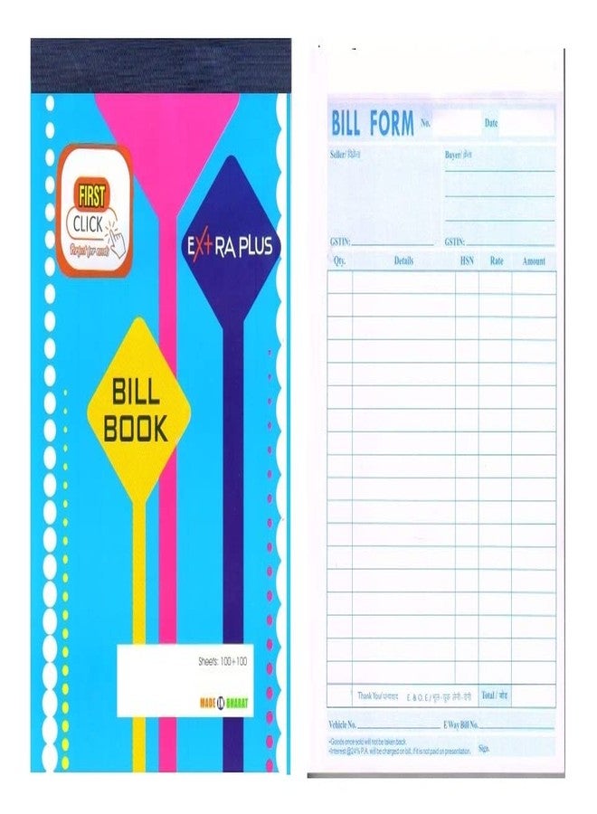 FIRST CLICK Bill Book Delta Pre Printed Bill GST Invoice Format Without Carbon Inside Size 22 x 14 cm (100 Printed Format + 100 Plain Sheet) 1 Booklets 100 Sheet in Pad. - Image 1