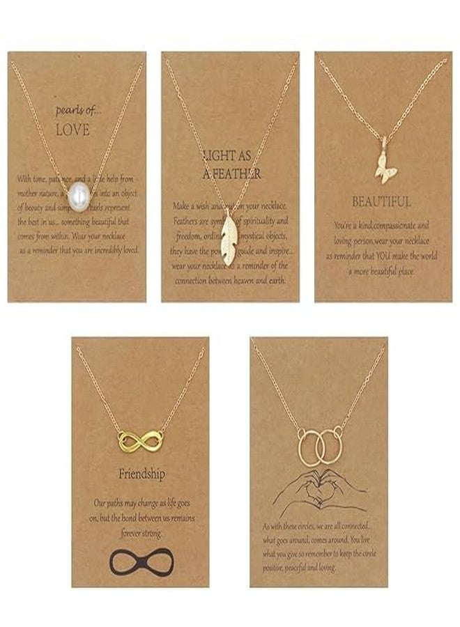 MEENAZ 5 Pcs Combo Fashion Pendant Necklace Set for Women Girls | Stylish Infinity, Butterfly & Pearl Chain Lockets | Gold Plated Jewellery for Women | Necklace for Woman & Girls Jewelry Gifts -167 - Image 1