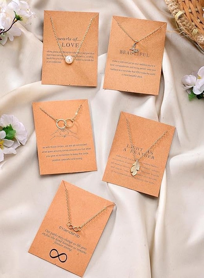 MEENAZ 5 Pcs Combo Fashion Pendant Necklace Set for Women Girls | Stylish Infinity, Butterfly & Pearl Chain Lockets | Gold Plated Jewellery for Women | Necklace for Woman & Girls Jewelry Gifts -167 - Image 2