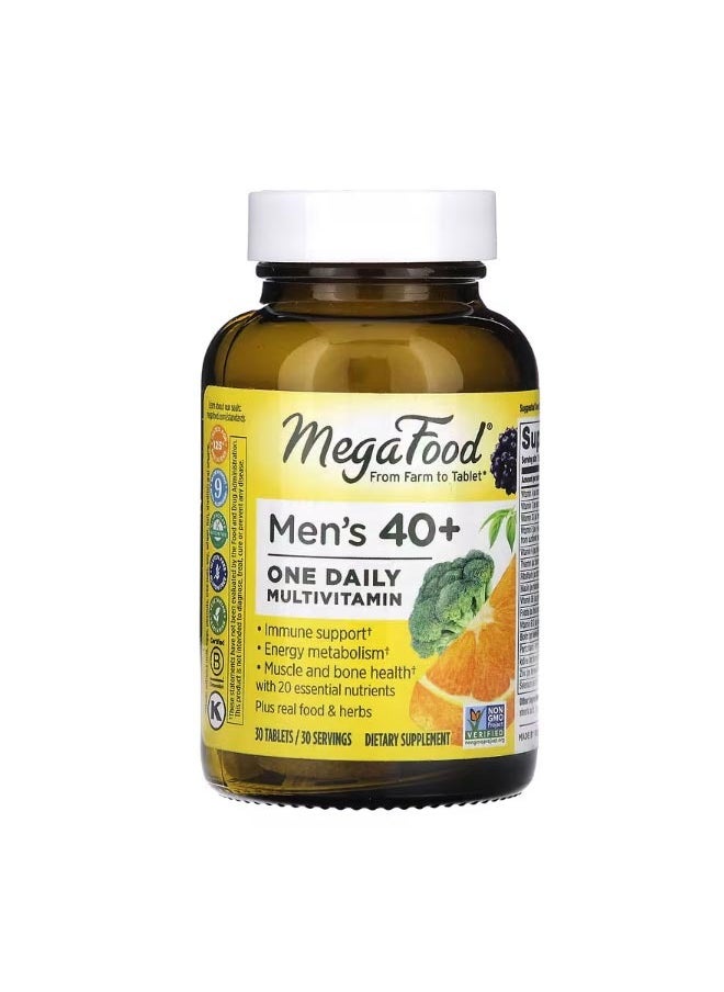 MegaFood Men 40 One Daily Multivitamin 30 Tablets  - Image 1