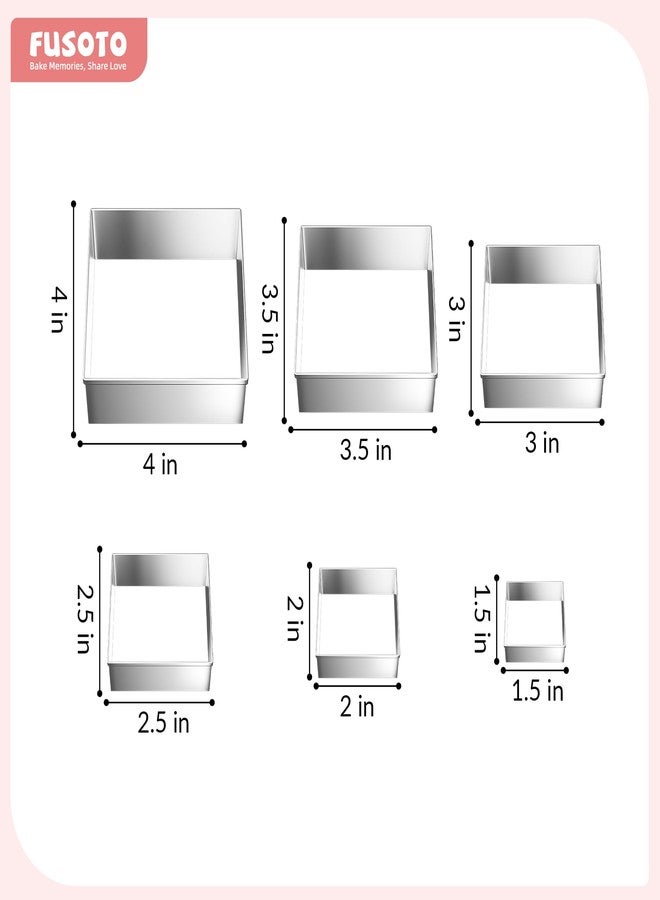 FUSOTO 6PCS Square Cookie Cutter Set, Large Geometric Stainless Steel Baking Supplies for Homemade Cookies, Square Plaque Cookie Cutters Shapes Biscuit Molds, 6 Sizes (1.5, 2, 2.5, 3, 3.5, 4 Inch) - Image 3