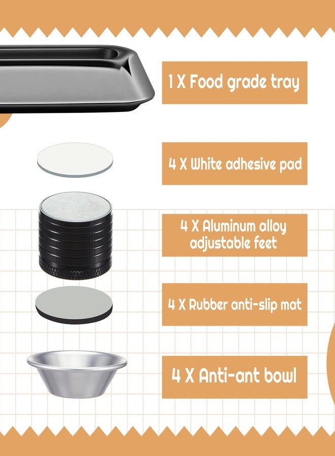 Marsui 17 in Anti-ant Cat and Dog Food Tray Set Include 1 Ant-Proof Tray and 4 Adjustable Height Stand 4 Water Cup for Crawling Pest Free Pet Outdoor Food Feeding Station Kitchen Sweets Anti-ant - Image 4