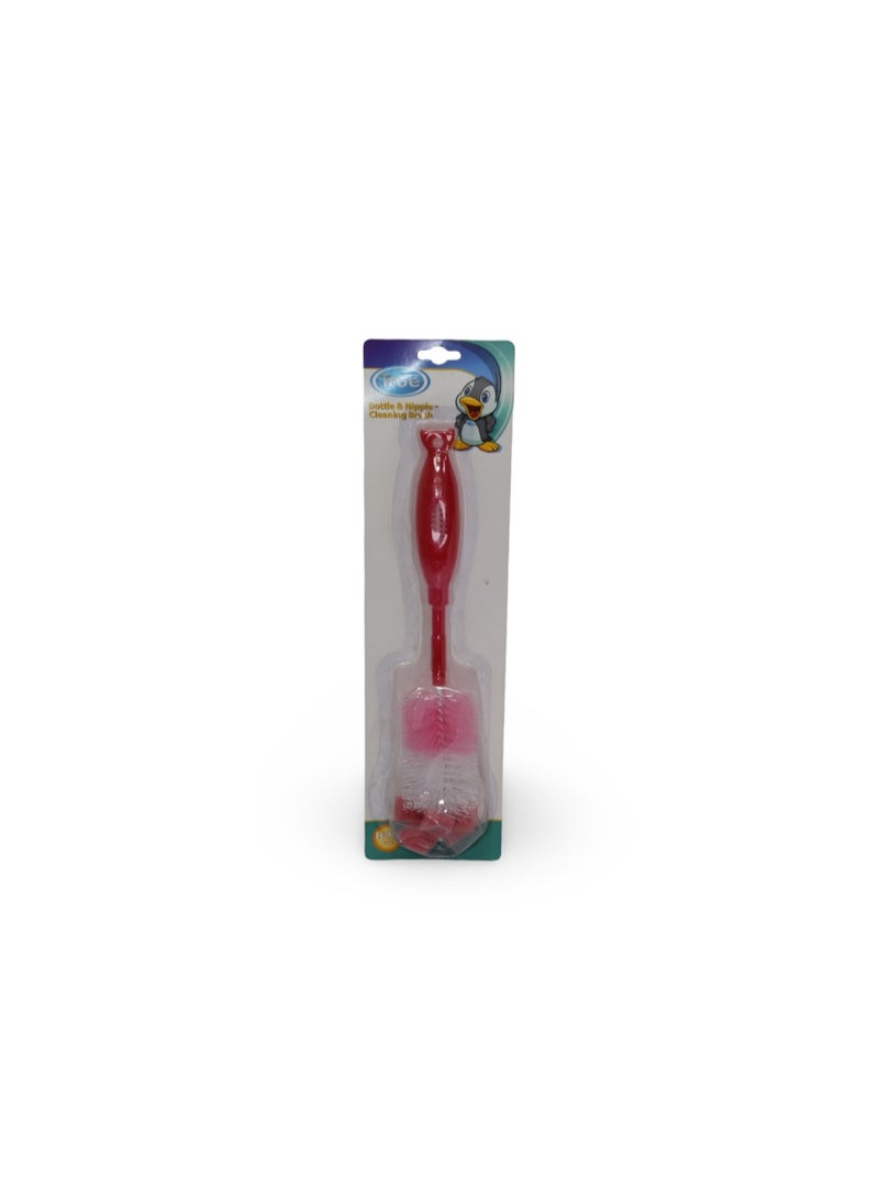 True Bottle and Nipple Cleaning Brush Set – Pink - Image 1