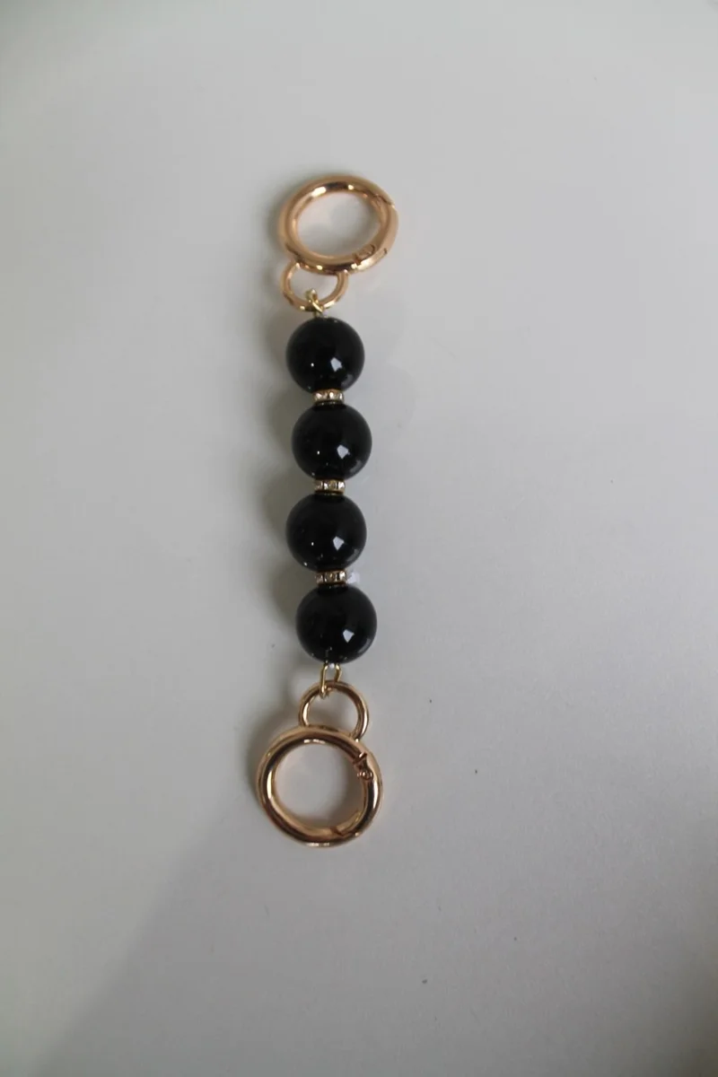 Emtory Home Black Beaded Stone Detailed Gold Spring Bag Strap Extender Accessory