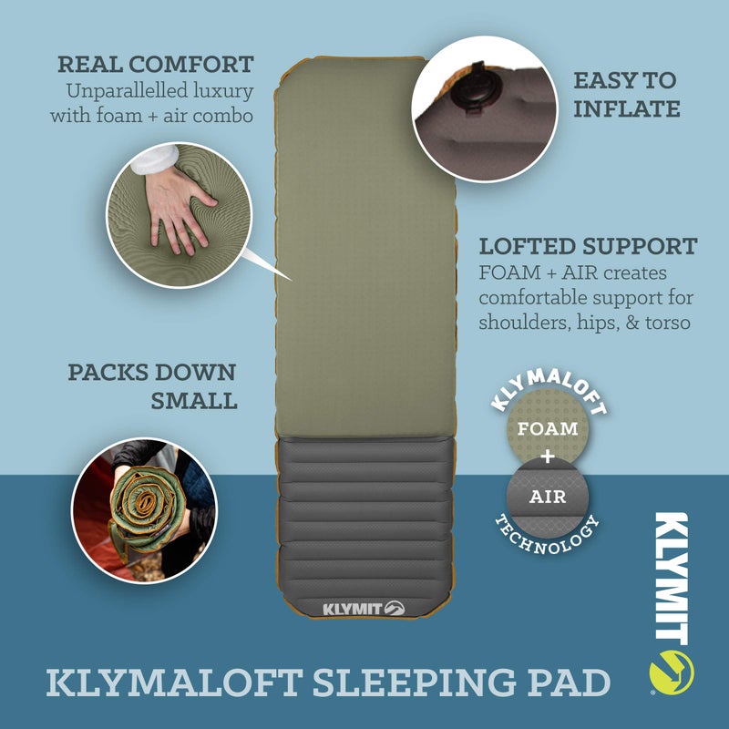 Klymit Klymaloft Lofted Inflatable Sleeping Pad for Camping With Memory Foam, Ultra-Thick Hiking and Backpacking Air Bed, 5 Inch Thick, Regular - Image 2