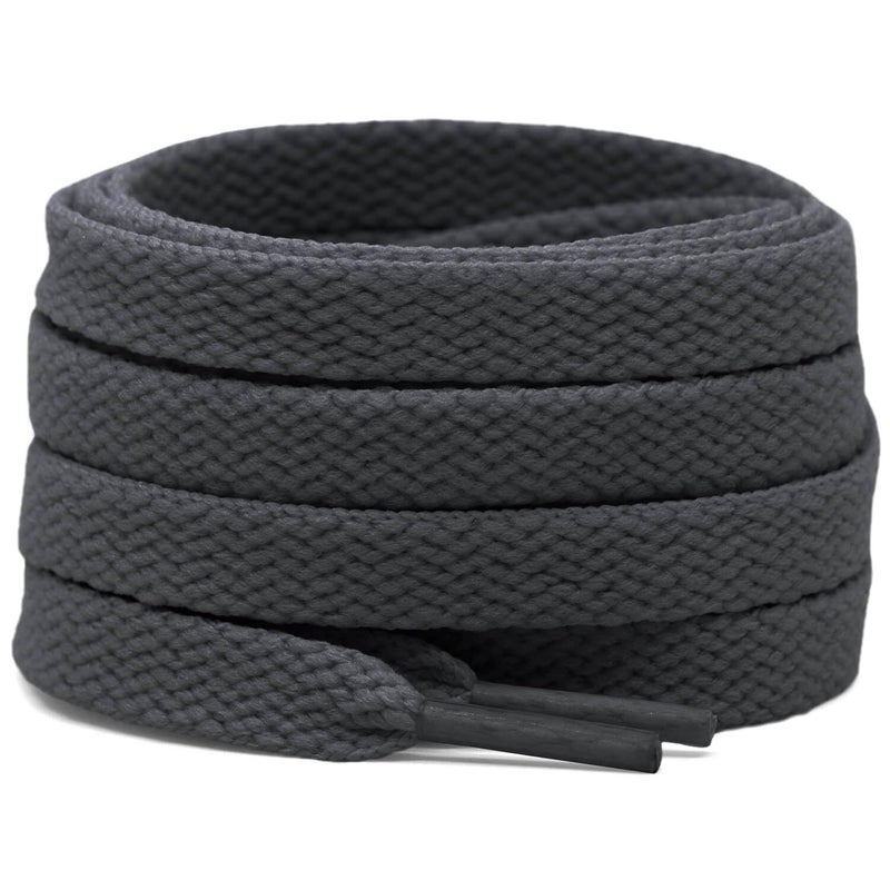 DELELE 2 Pair 51 inch Flat Shoe laces 5/16" Wide Shoelaces for Athletic Running Sneakers Shoes Boot Strings Dark Gray - Image 1