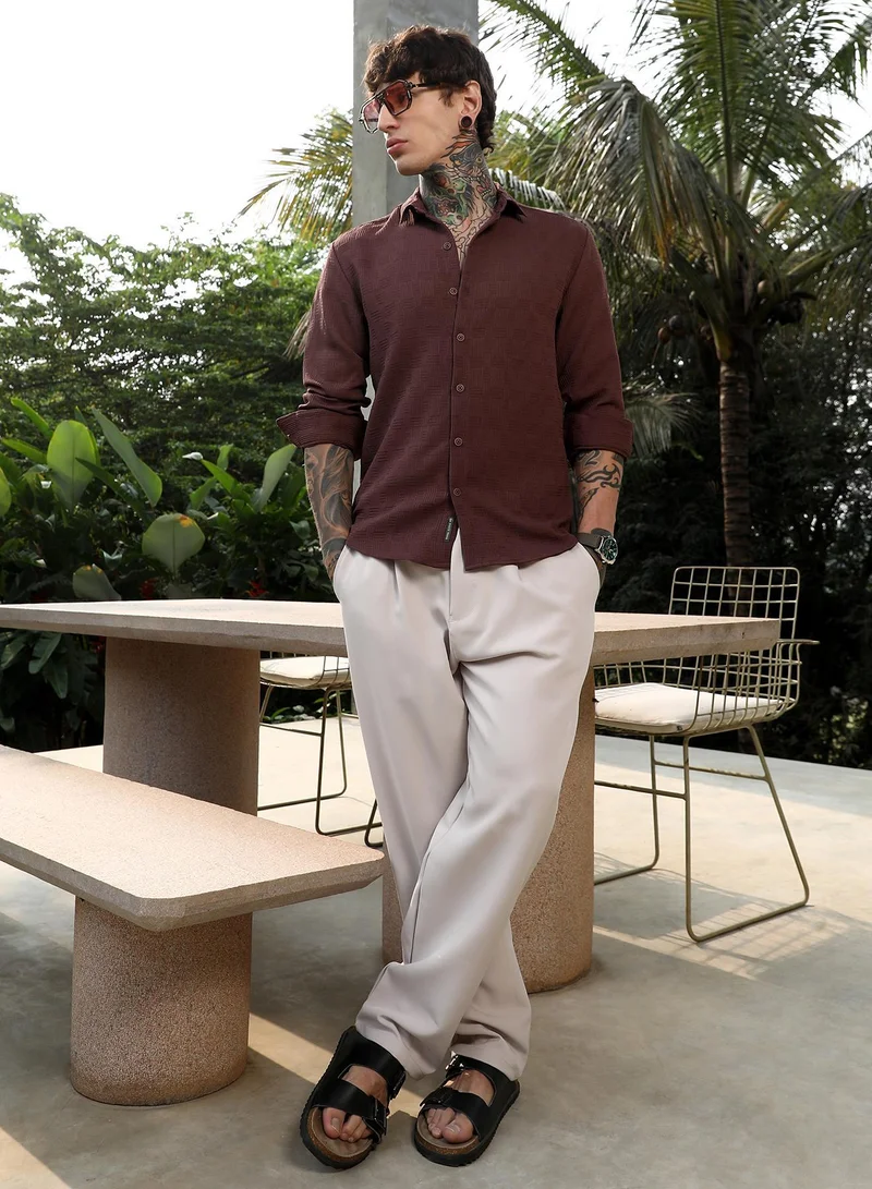 CAHOOT  Men's Chocolate Brown Warpwelt-Tactile Shirt for Men | Best Price UAE