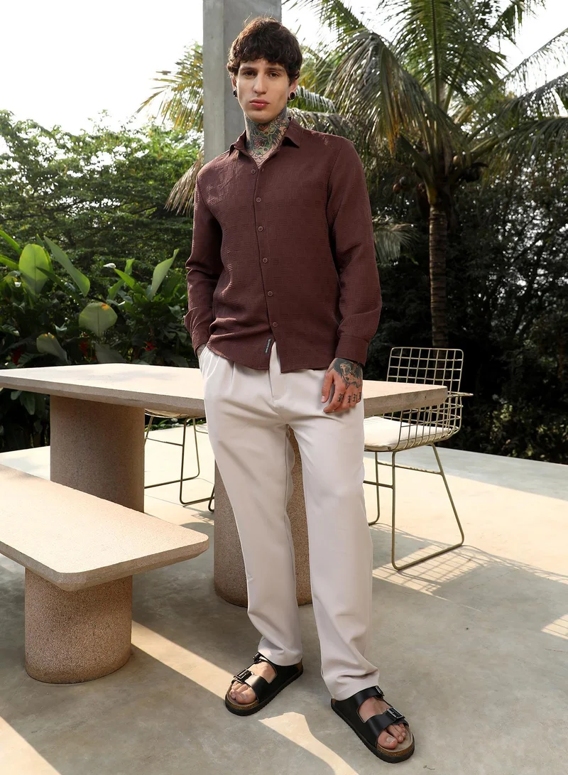 CAHOOT  Men's Chocolate Brown Warpwelt-Tactile Shirt for Men | Best Price UAE