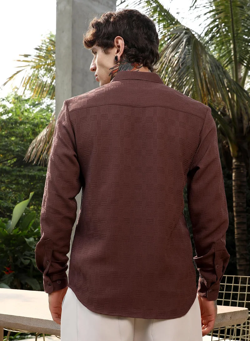 CAHOOT  Men's Chocolate Brown Warpwelt-Tactile Shirt for Men | Best Price UAE