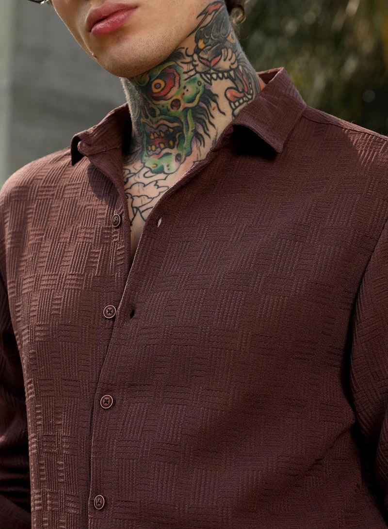 CAHOOT  Men's Chocolate Brown Warpwelt-Tactile Shirt for Men | Best Price UAE