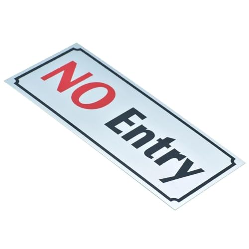 DEZIINE� 1 pcs NO Entry' Self Adhesive Stainless Steel Metal Signage Board Large - Silver. - Image 5