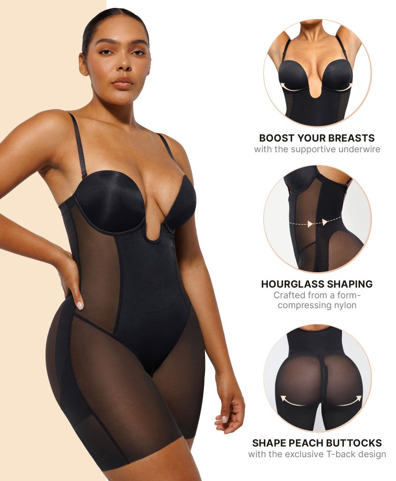 SHAPELLX Strapless Shapewear for Women Tummy Control Butt Lifting Bodysuit Thigh Slimming Body Shaper Plunge Shapewear 3XL - Image 3