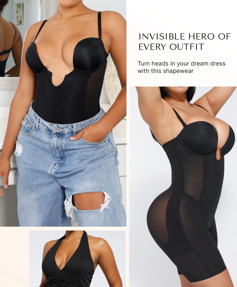 SHAPELLX Strapless Shapewear for Women Tummy Control Butt Lifting Bodysuit Thigh Slimming Body Shaper Plunge Shapewear 3XL - Image 5