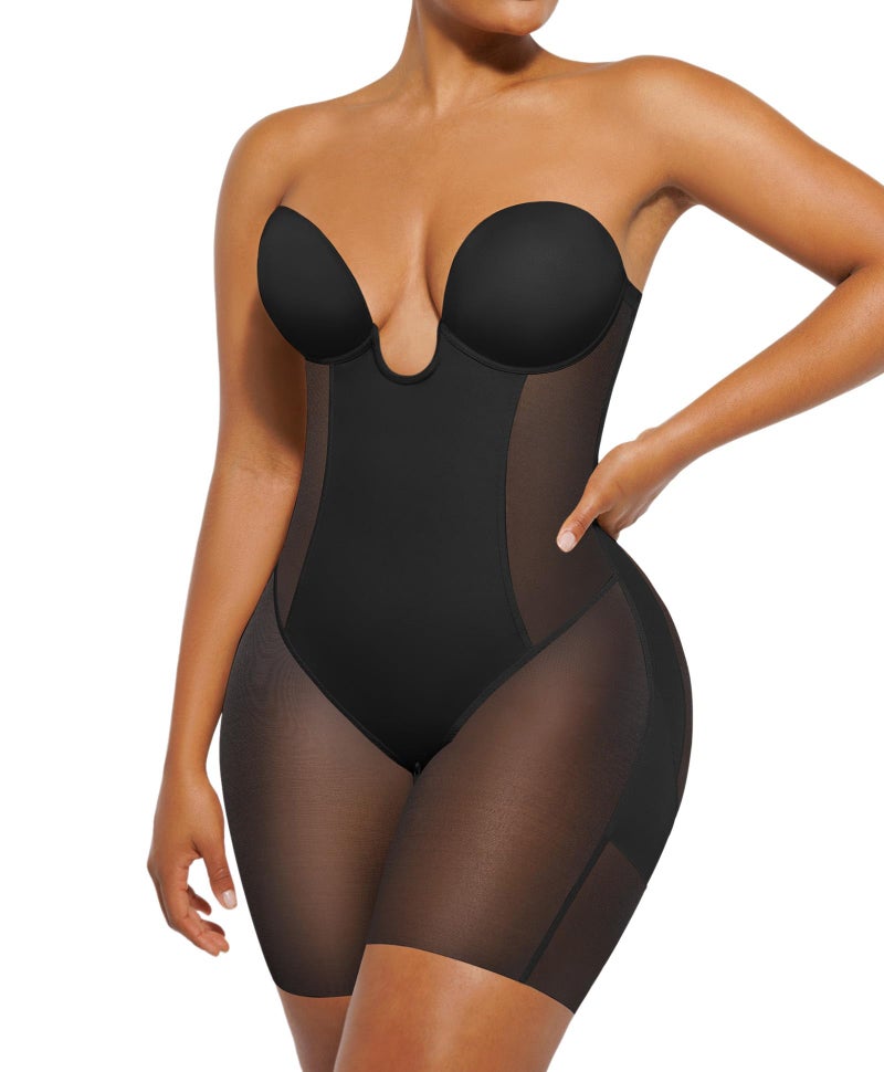 SHAPELLX Strapless Shapewear for Women Tummy Control Butt Lifting Bodysuit Thigh Slimming Body Shaper Plunge Shapewear 3XL - Image 1
