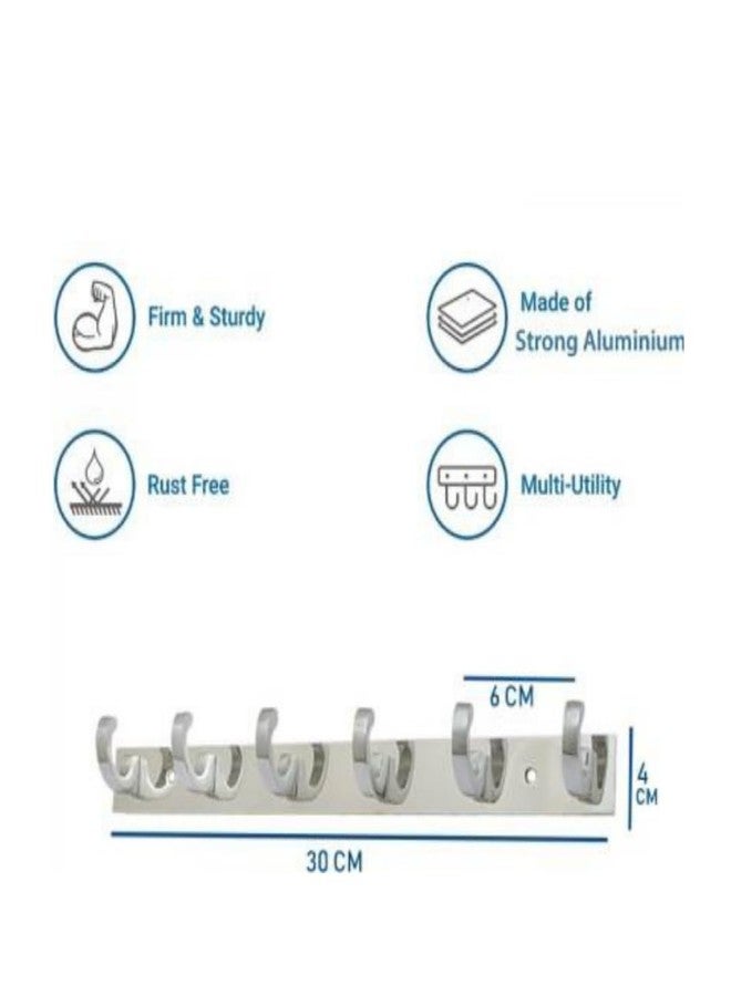 COSWARE C-Hook Hanger Stainless Steel 6 Pin Cloth Hanger Bathroom, Kitchen, Wall Wardrobe Door, Hooks for Hanging Keys, Clothes Holder Hook Rail (Pack of 2) - Image 3