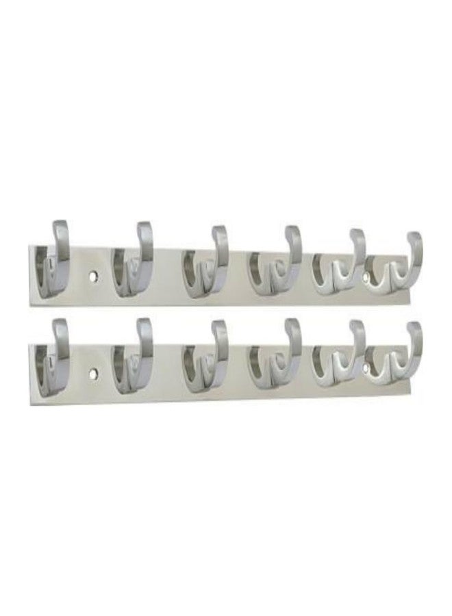 COSWARE C-Hook Hanger Stainless Steel 6 Pin Cloth Hanger Bathroom, Kitchen, Wall Wardrobe Door, Hooks for Hanging Keys, Clothes Holder Hook Rail (Pack of 2) - Image 1