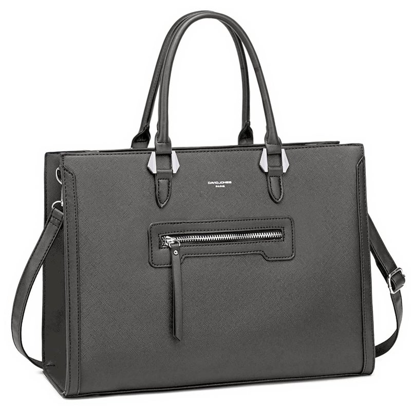 David Jones David Jones - Women's Large Handbag - Tote Shopper Bag PU Leather - Women Bag Handle - Shoulder Bag Work Office School - Many Pockets Shoulder Bag - Fashion Elegant - Grey - Image 1