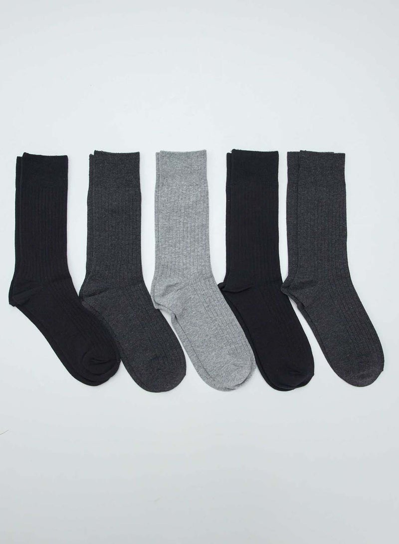 Kiabi pack-of-5-pairs-of-ribbed-socks-black - Image 2