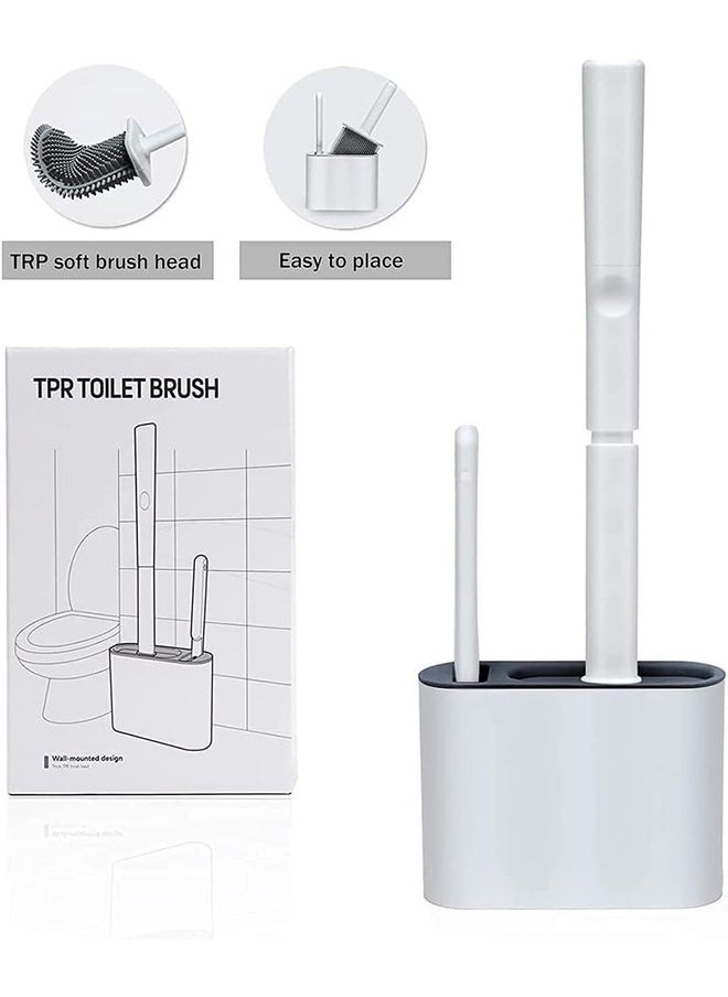 Alruht - Silicone Toilet Brush with Holder, Floor Standing & Wall Mounted, Detachable Handle, Without Drilling, Dark Gray - Image 1