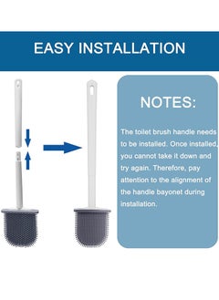 Alruht Silicone Toilet Brush with Holder, Floor Standing & Wall Mounted, Detachable Handle, Without Drilling, Dark Gray  - Image 5