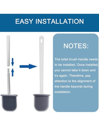 Silicone Toilet Brush with Holder, Floor Standing & Wall Mounted, Detachable Handle, Without Drilling, Dark Gray - view 5