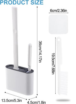Silicone Toilet Brush with Holder, Floor Standing & Wall Mounted, Detachable Handle, Without Drilling, Dark Gray - view 2