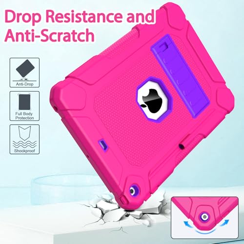 BMOUO Case for iPad 9th 8th 7th Generation (iPad 10.2 inch, 2021/2020/2019), Shockproof Protective iPad 10.2 Case with Built-in Stand/Pencil Holder, Magenta - Image 5
