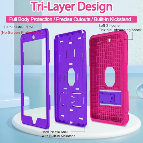 BMOUO Case for iPad 9th 8th 7th Generation (iPad 10.2 inch, 2021/2020/2019), Shockproof Protective iPad 10.2 Case with Built-in Stand/Pencil Holder, Magenta - Image 3
