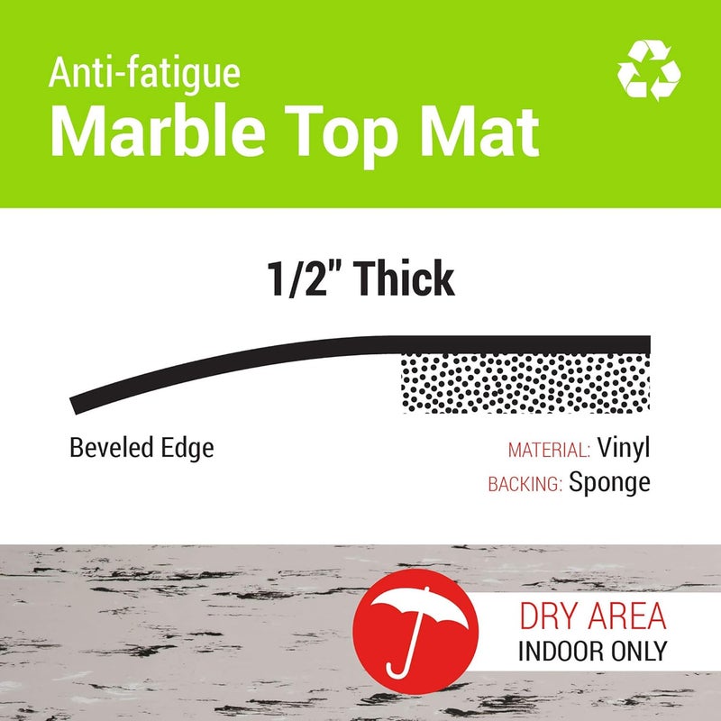 Deflecto Deflecto Marbletop AntiFatigue Comfort Standing Floor Mat Vinyl Recycled Materials 12 Rectangle Beveled Edge 36 x 60 Gray  - Image 4