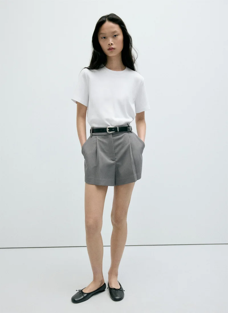 Mango 01-BLANCO Rounded Neck Cotton T-Shirt for Women | Best Price UAE