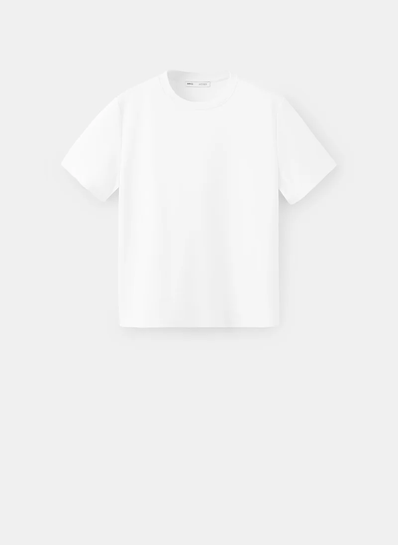 Mango 01-BLANCO Rounded Neck Cotton T-Shirt for Women | Best Price UAE