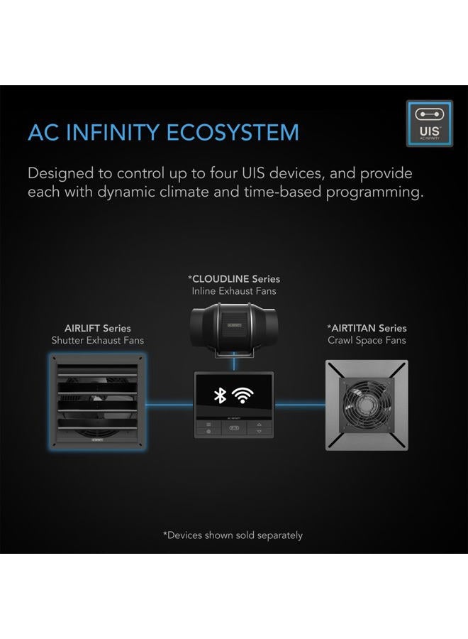 AC Infinity AIRLIFT T12, Shutter Exhaust Fan 12" with WiFi Temperature Humidity Controller, EC-Motor Wall Mount Ventilation and Cooling for Sheds, Attics, Workshops, and Greenhouses  - Image 5
