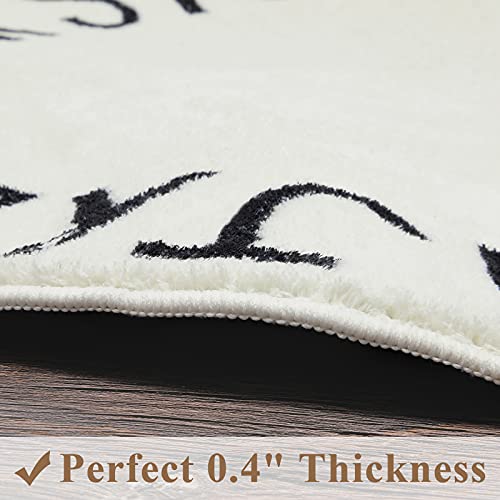 Topotdor Round Kids Play Rug Alphabet Nursery Area Rug Extra Large Soft Crawling Play Mat for Children Toddlers Bedroom (63 inch, White) - Image 2