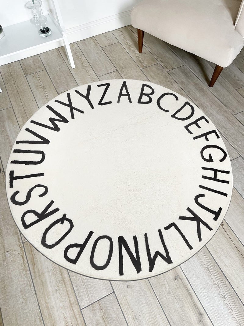 Topotdor Round Kids Play Rug Alphabet Nursery Area Rug Extra Large Soft Crawling Play Mat for Children Toddlers Bedroom (63 inch, White) - Image 5