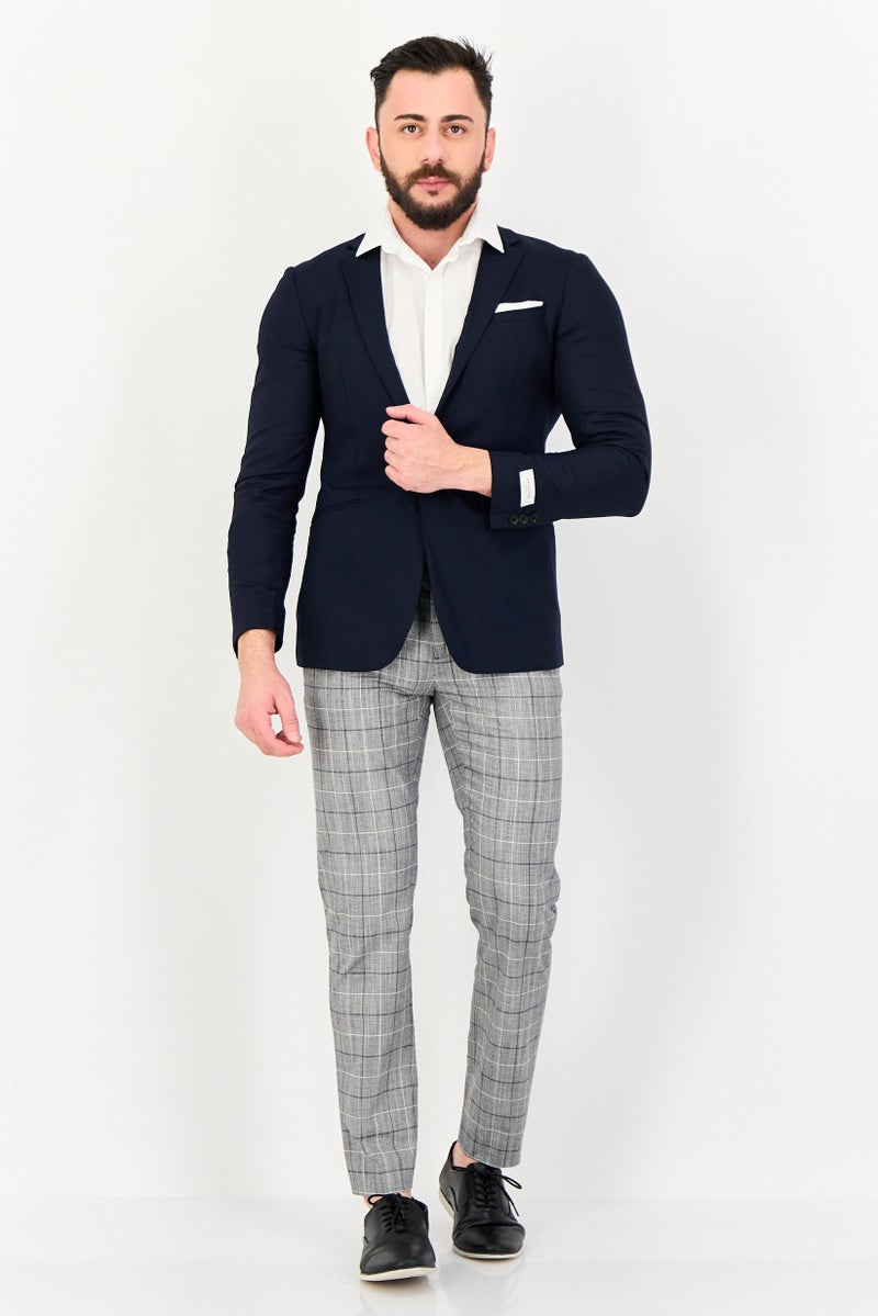 SELECTED Men Slim Fit Long Sleeve Solid Semi Formal Blazer, Navy - Image 4