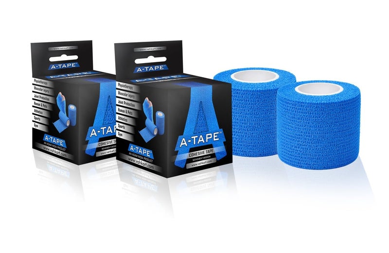 A-Tape Cohesive Crepe (5cm X 4.5 mtr, Pack of 2) Elastic Self Adherent Crepe Bandage Breathable Self Adhesive Cohesive Bandage for Humans & Pets (Dogs, Cats, Birds) (5 cm) (Blue) - Image 1