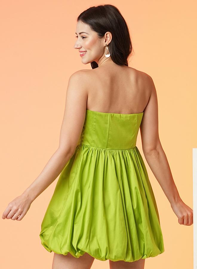 globus Sweetheart Bandeau Neck Balloon Hem Mini Dress - Image 3