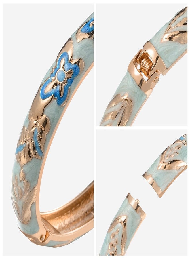 wynameleri Vintage Butterfly Bracelet Colors Cloisonne Women Hinged Bangles Enameled Bracelets Jewelry Gifts 55A102 Light Blue - Image 5