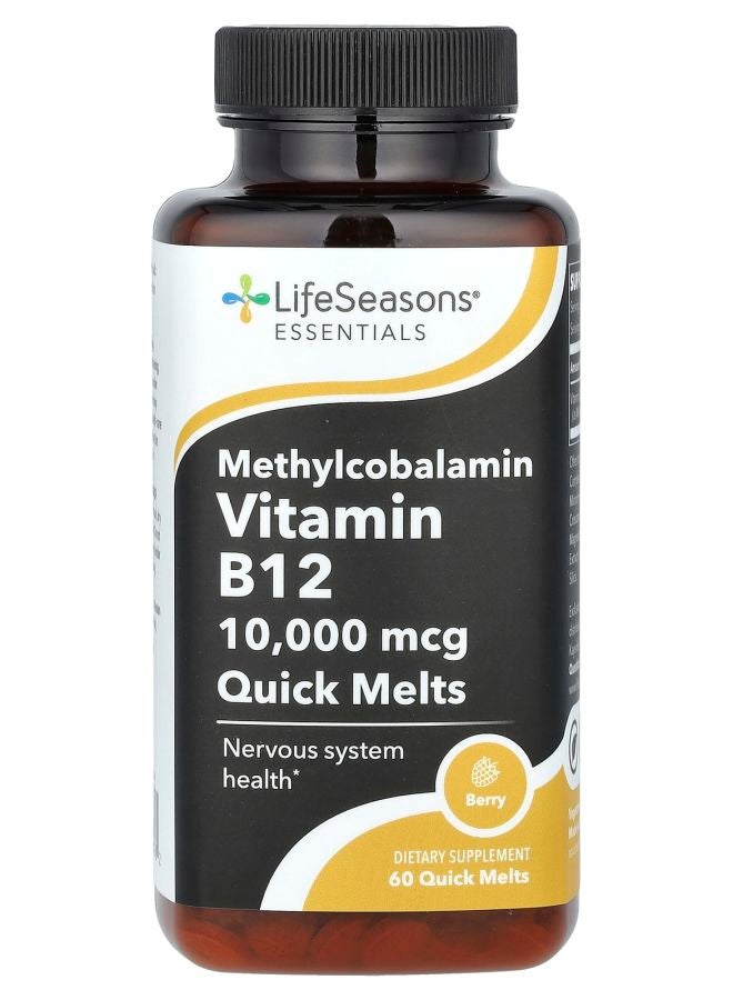 LifeSeasons Essentials Methylcobalamin Vitamin B12 Berry 10000 mcg 60 Quick Melts