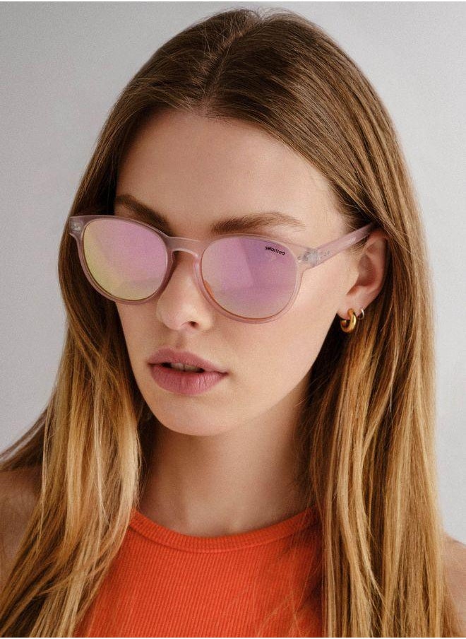 Solarized Timeless Round Sunglasses – UV Protection, Retro Oversized Style, Lightweight Pink Frame – Women’s Vintage Eyewear for Outdoor Fashion & Travel  - Image 1