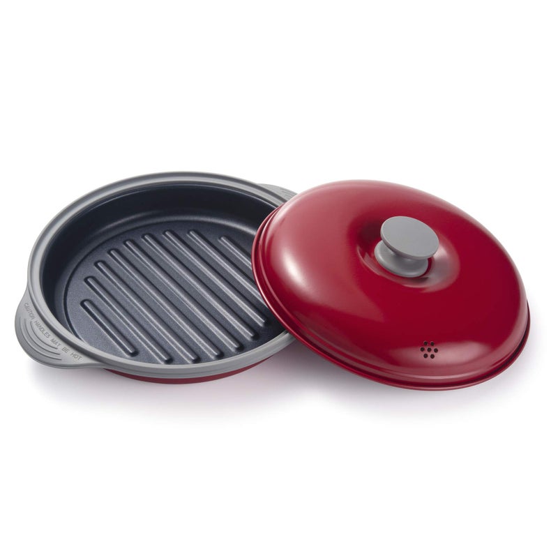 MACONEE MACONEE Microwave Grill Pan  Microwave Griller Griddle  Crisper Pan with Lid for Grilling Browning and Crisping Foods Microwave Cookware for Grill Meat Sandwich  Vegetable inside a Microwave 